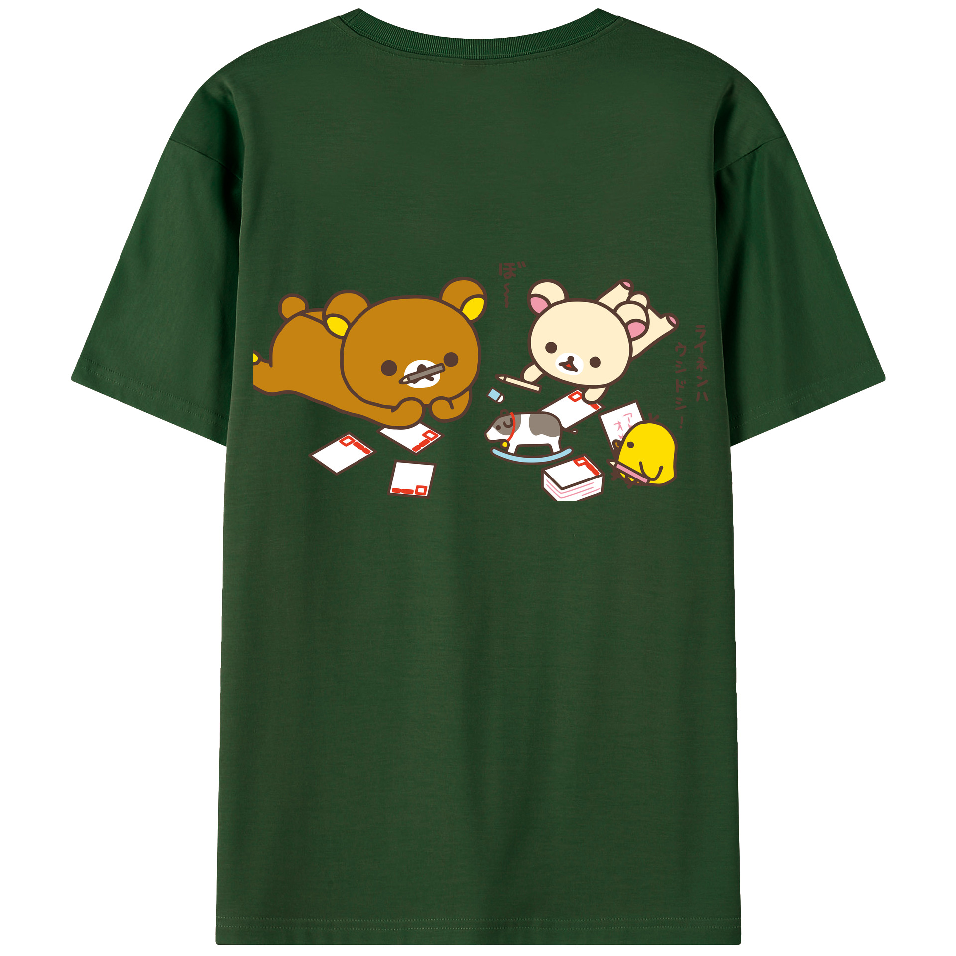 （画像用） リラックマ リラックマ キイロイトリ Rilakkuma Korilakkuma Kiiroitori 綿100％半袖Tシャツ（背面プリント）